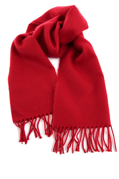 Red winter scarf isolated white background - Foto, Imagem