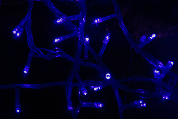 Guirlande lumières boche, fond bleu
 - Photo, image