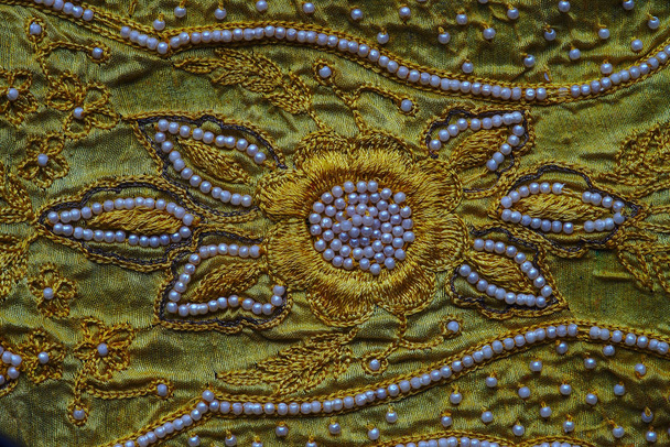 Detalle de mosaico indio, artesanía tradicional hecha a mano. telas decorativas
. - Foto, Imagen