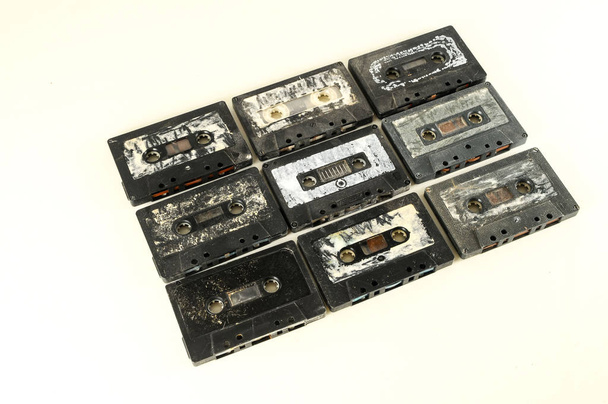 Foto van een selectie van oude audio cassettes - Foto, afbeelding