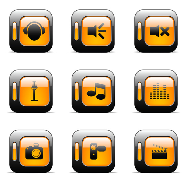 Web and media buttons set - Vector, imagen
