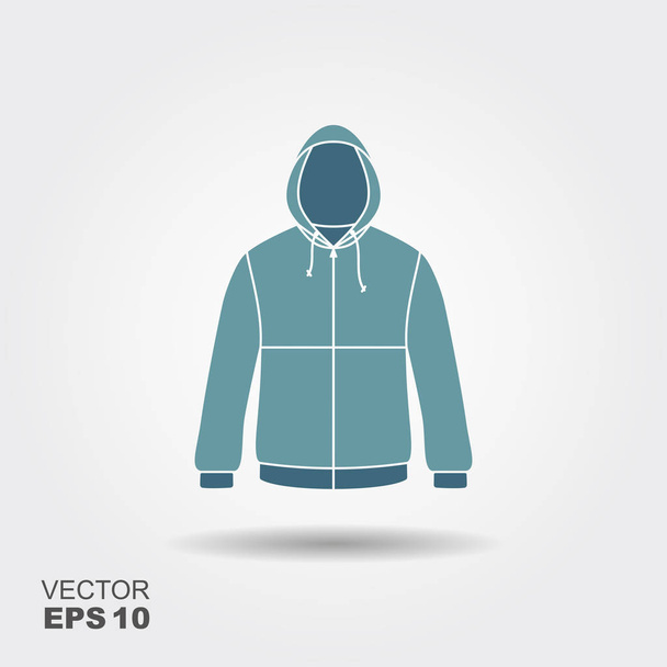 Hooded jacket flat icon with shadow. Sportswear illustration - Vecteur, image