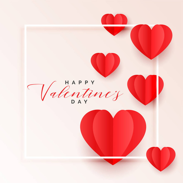 red origami paper hearts valentines day background - Vetor, Imagem