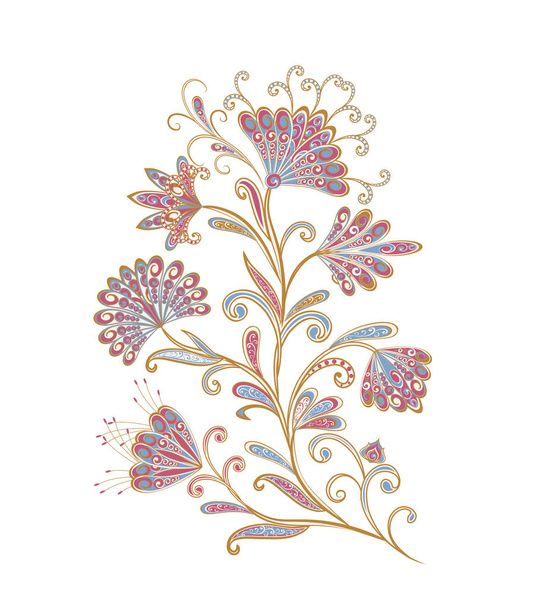 Bouquet of fantastic flowers. Background in ethnic traditional style. - Wektor, obraz