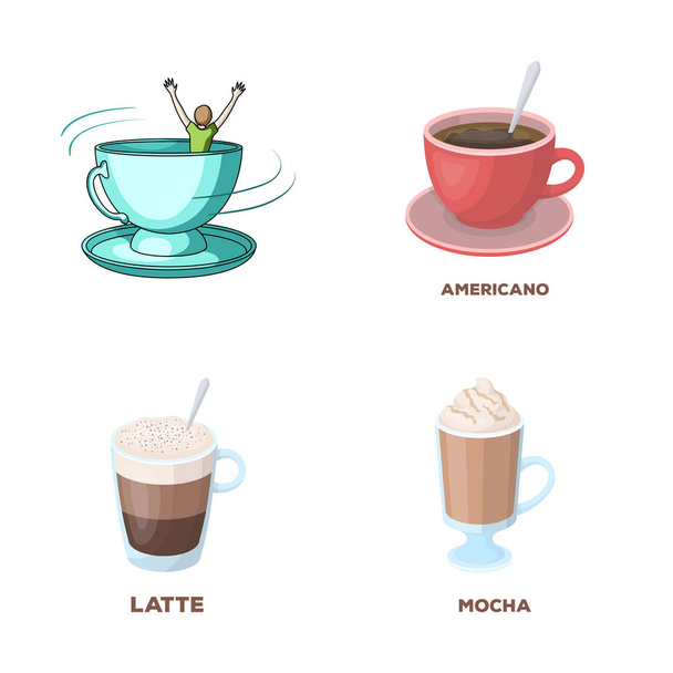 カップとコーヒーのロゴのベクター デザイン。カップと株式の上方ベクトル アイコンのセット. - ベクター画像
