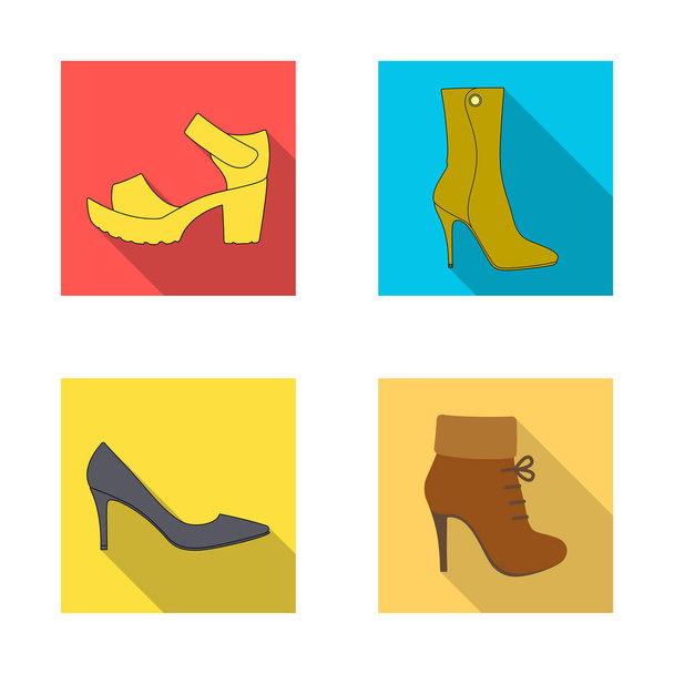 Vector illustration of heel and high icon. Collection of heel and stiletto stock vector illustration. - Vektör, Görsel