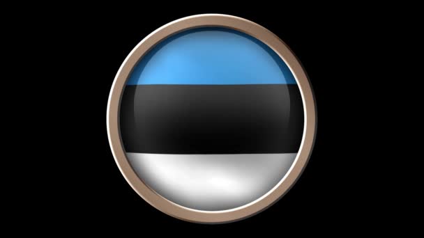 Κουμπί σημαία Εσθονίας απομονώνονται σε μαύρο - Πλάνα, βίντεο