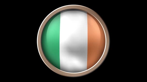 Tlačítko příznak Irsko izolované na černém pozadí - Záběry, video