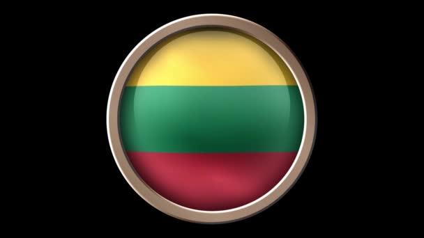Κουμπί Σημαία Λιθουανίας απομονώνονται σε μαύρο - Πλάνα, βίντεο