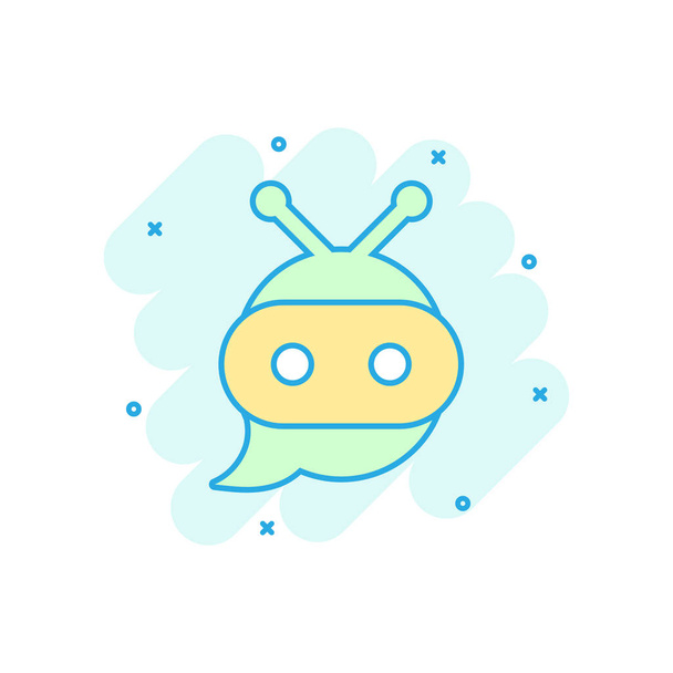 Nettes Roboter-Chatbot-Symbol im Comic-Stil. Bot Operator Vektor Cartoon Illustration Piktogramm. Smart Chatbot Charakter Geschäftskonzept Splash-Effekt. - Vektor, Bild