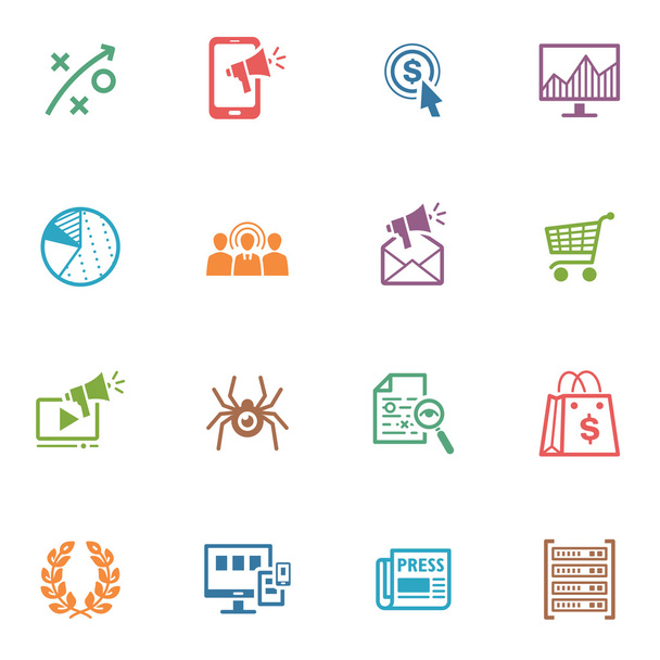 SEO & Conjunto de iconos de marketing en Internet 3 - Serie de colores
 - Vector, imagen
