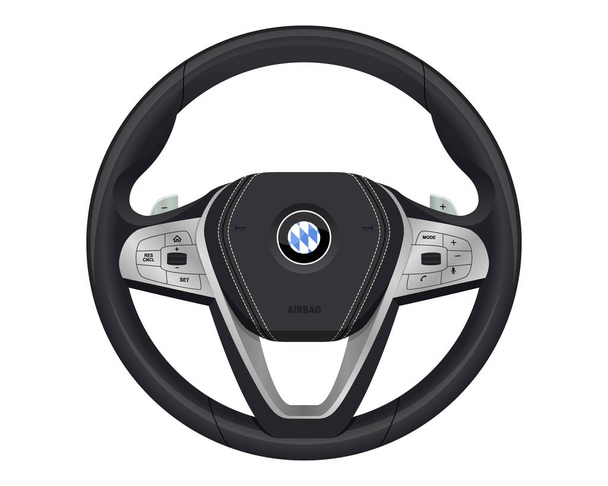 realistic car. luxury steering wheel. - Vector, Image