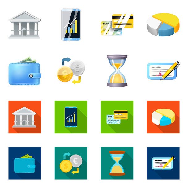 Vector design of bank and money icon. Set of bank and bill vector icon for stock. - Vector, Image