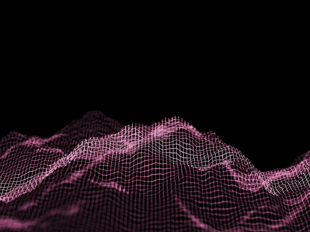 Абстрактная проволочная рамка на черном фоне, 3D-рендеринг
 - Фото, изображение