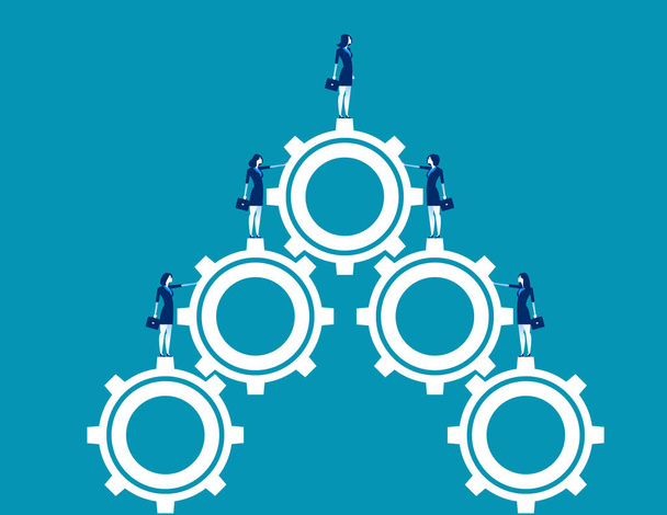 Business team standing on gears. Concept business vector illustration. Character flat design. - Vector, Image
