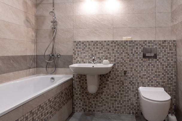 interior of modern bathroom with bath, shower and toilet - Φωτογραφία, εικόνα