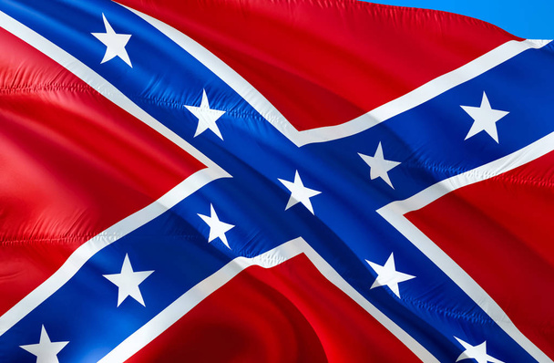 Confederate States of America flag. Historical national flag of the Confederate States of America. Known as Confederate Battle,Rebel, Southern Cross,Dixie flag. Patriotic symbol,banner. Flag of CS - Photo, Image