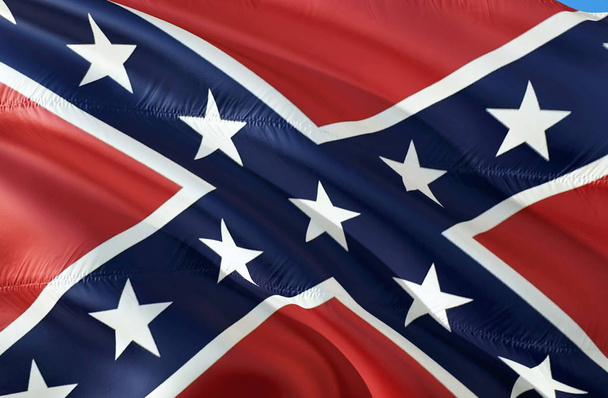 Σημαία Συνομόσπονδες Πολιτείες της Αμερικής. Ιστορική εθνική σημαία των ομόσπονδων κρατών της Αμερικής. Γνωστή ως μάχη του Συνομοσπονδιακές, επαναστάτης, Southern Cross, Dixie σημαία. Πατριωτικό σύμβολο, banner. Σημαία της Cs - Φωτογραφία, εικόνα