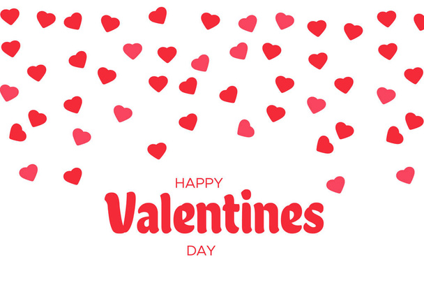 Vliegende hart confetti, Valentijnsdag vector achtergrond. Achtergrond van het hart. Happy Valentines Day belettering wenskaart  - Vector, afbeelding