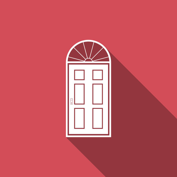 Closed door icon isolated with long shadow. Flat design. Vector Illustration - Vector, Image