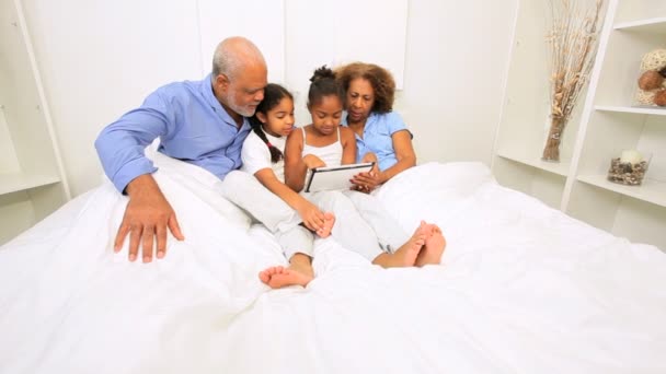 African American Family Generations Bedroom Wireless Tablet - Footage, Video