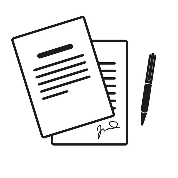 Значок контракта. Соглашение и подпись, пакт, согласие, символ конвенции. Плоские векторные иллюстрации
 - Вектор,изображение