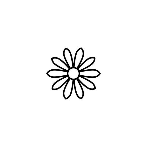 Outline flat icon of daisy flower. Line sign isolated on white. Vector illustration. Eco style. Nature symbol. - Vector, afbeelding