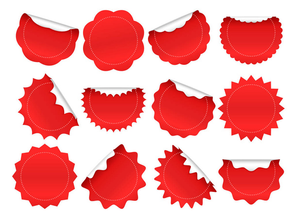 Starburst sticker. Shopping star burst button, red sale stickers and starburst shapes sparks isolated vector frames set - Wektor, obraz