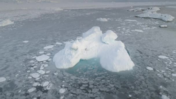 Antarctische gletsjer ijsberg luchtfoto uitzoomen weergave - Video