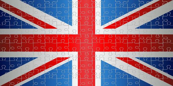 Bandeira do Reino Unido com fundo de quebra-cabeça - ilustração
 - Vetor, Imagem