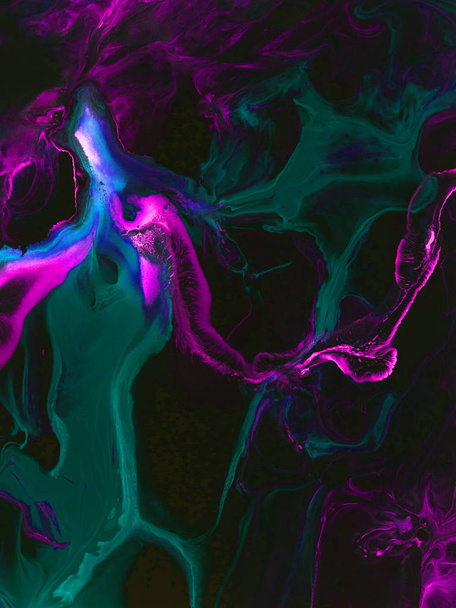 Neon abstract hand painted background, vibrant colors, texture, wallpaper. - Foto, Imagem