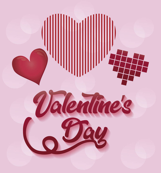 Cartão de dia dos namorados com corações - Vetor, Imagem