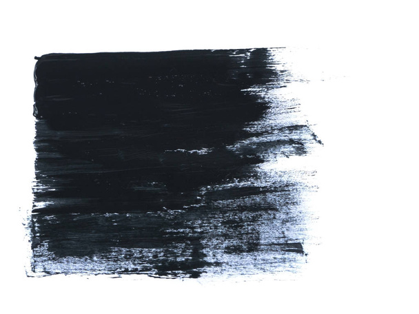Black acrylic paint stroke isolated on white background, abstract art concept - Zdjęcie, obraz