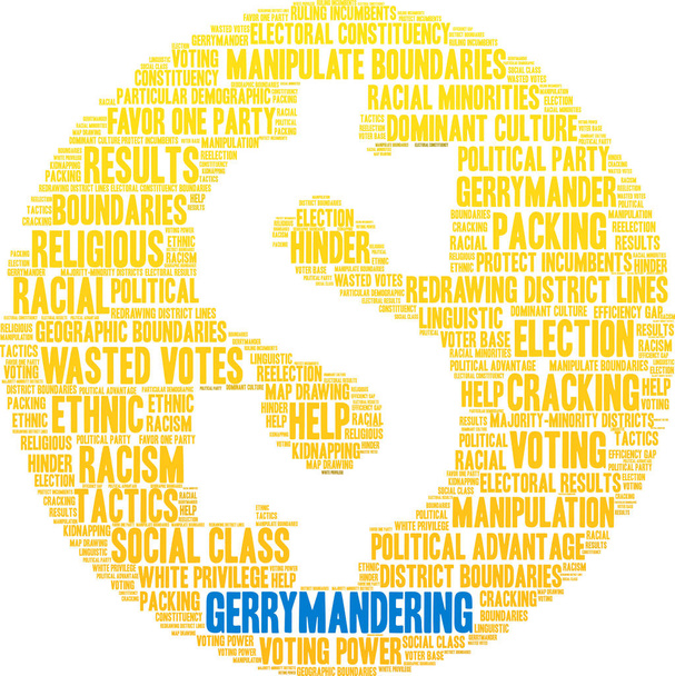 Gerrymandering word cloud on a white background.  - Vector, Image
