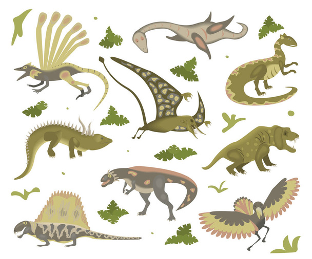 Set Of Cartoon Dinosaurs - Vector, Image