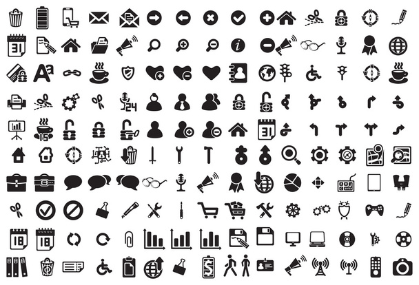 Black business icons set on white - Vektör, Görsel