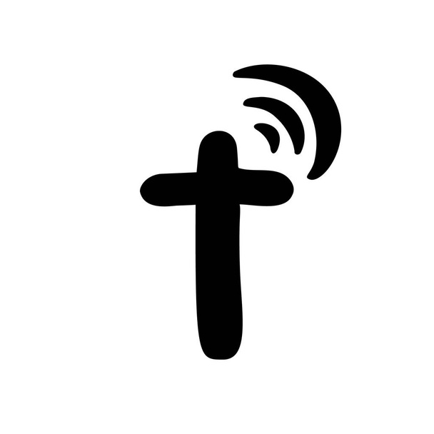 Векторная иллюстрация христианского логотипа. Эмблема с концепцией Креста с религиозной жизнью общины. Элемент дизайна плаката, логотипа, бейджа, знака
 - Вектор,изображение