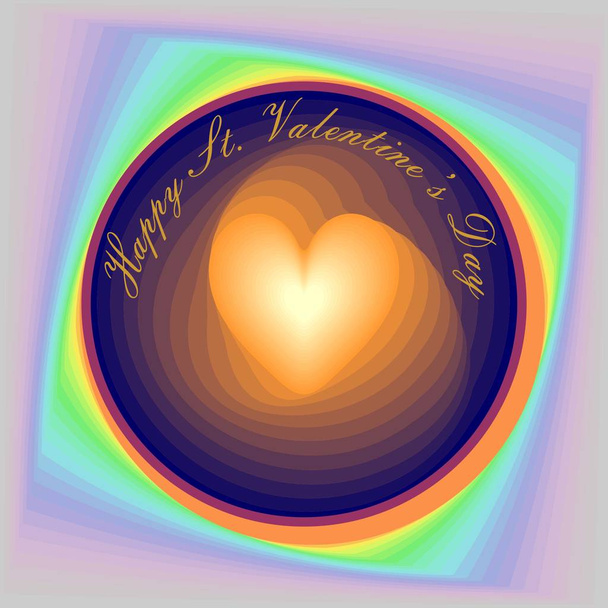 Carte Saint-Valentin, un cœur - comme tournant à l'intérieur d'un cercle, avec l'inscription Joyeuse Saint-Valentin
 - Vecteur, image