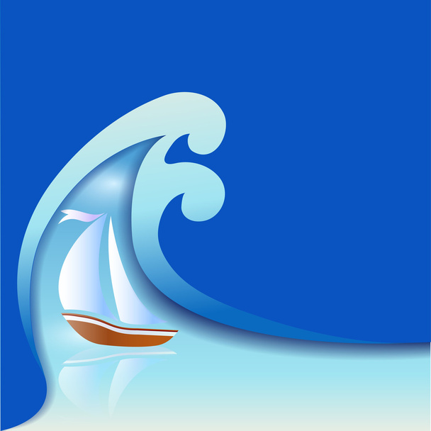 Sailer and wave - Vector, Image