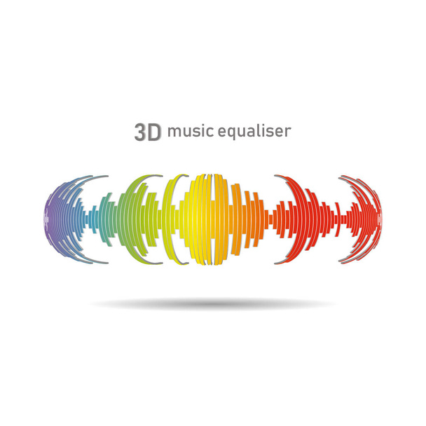 3D λογότυπο κύμα rainbow μουσική σε λευκό - Διάνυσμα, εικόνα