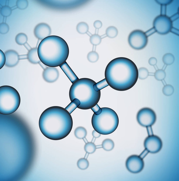 EPS 10. Vector εικονογράφηση μόριο δομή υπόβαθρο της επιστήμης. 3d απεικόνιση ιατρικής περίθαλψης. Χημεία φόντο με μπλε κελί ή atom. Πυρηνική βιοτεχνολογίας, τύπος έρευνα dna. - Διάνυσμα, εικόνα