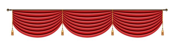 Set of red curtains to theater stage. Mesh vector illustration. - Vettoriali, immagini