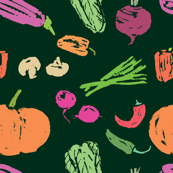 Бесшовный фон набросков овощей
 - Вектор,изображение