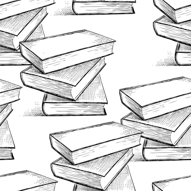 Seamless pattern of the books sketches - Vector, Image
