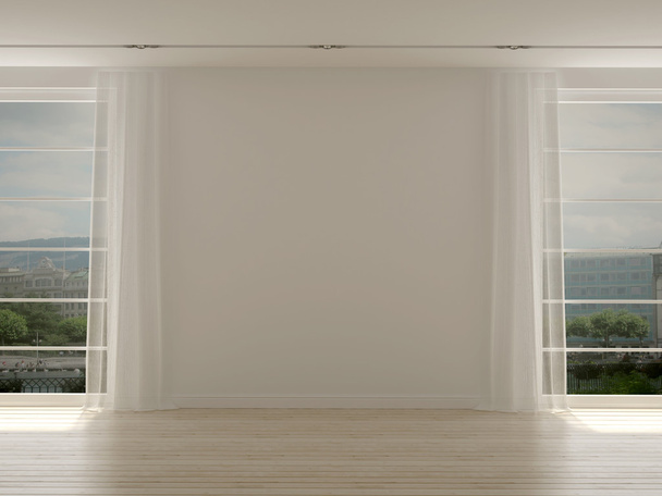 A modern room with two large windows - Photo, Image