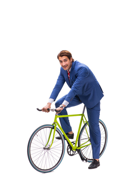 Young businessman using bike to commute to the office - Zdjęcie, obraz