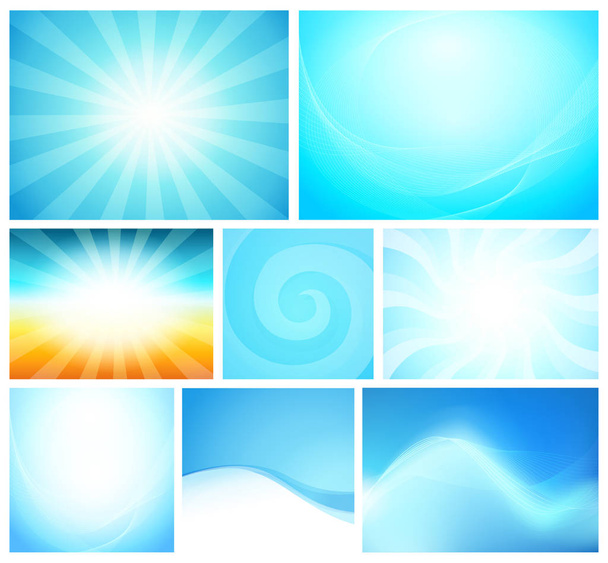 Set of Abstract Background blue color - Shiny vector illustrations with modern style different style - Vector, Image