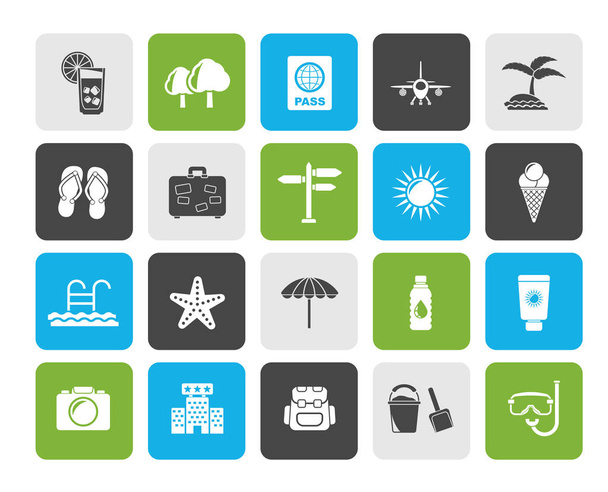summer, vacation and beach icons - vector icon set - Vector, Image
