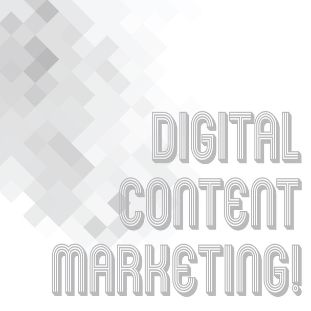 Conceptual hand writing showing Digital Content Marketing. Business photo text distributing content to a targeted audience online Mesh of Squares Fading Effect photo Blank Text Space for Posters. - Photo, Image