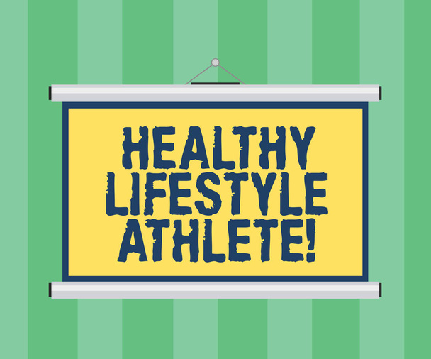 Handwriting text writing Healthy Lifestyle Athlete. Concept meaning Good nutrition and a healthy food consumption Blank Portable Wall Hanged Projection Screen for Conference Presentation. - Photo, Image